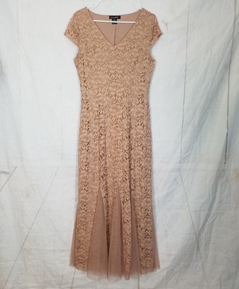 Candallite floral lace overlay special occasion evening gown